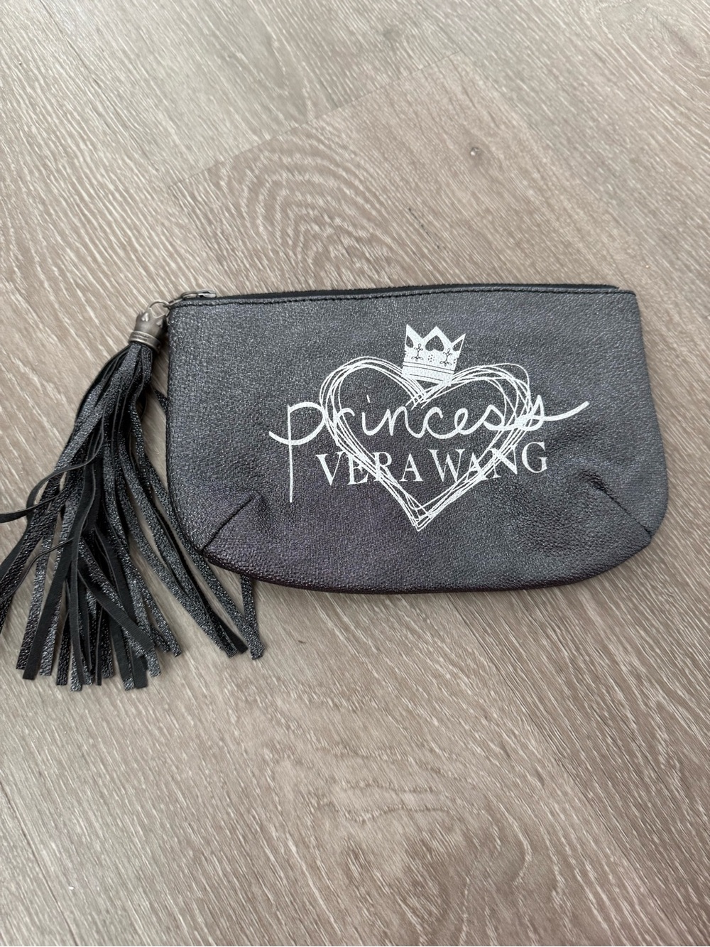 Vera Wang Black 'Princess' Heart Logo Tassel Cosmetic Pouch